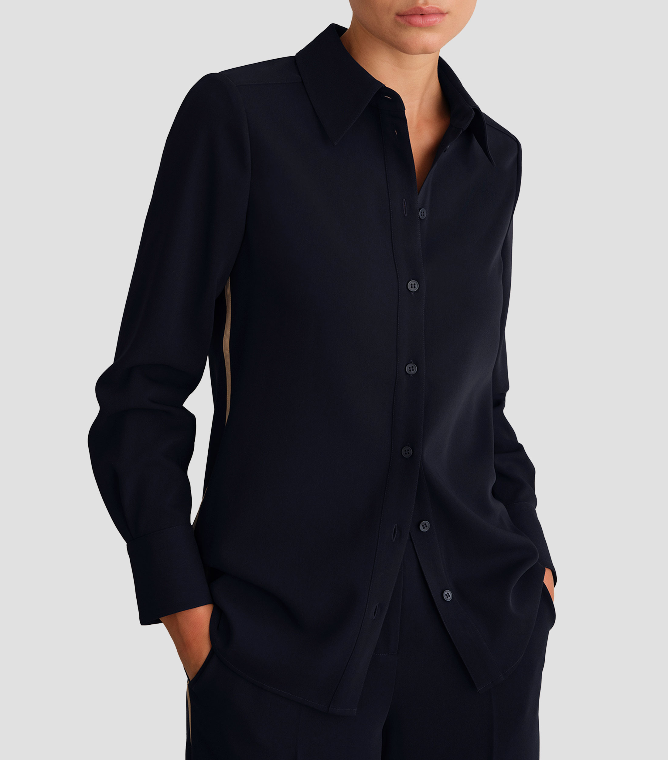 Camisa lisa con manga larga Mujer